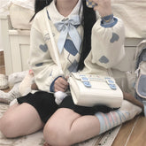 Lockerer Kawaii-Pullover mit Liebesmuster